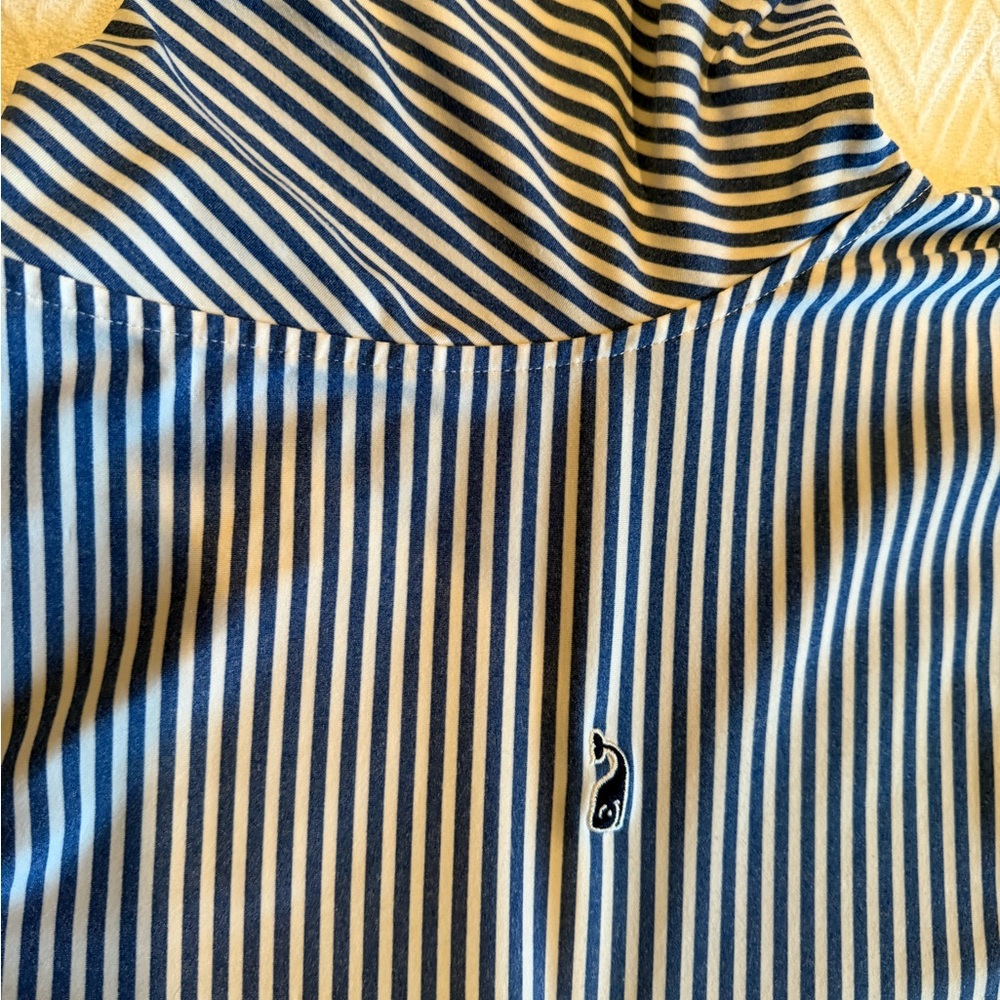Vineyard Vines Striped Performance Polo in Navy and White - Picture 10 of 11